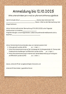 Chapel Übernachtung 2025 Anmeldung